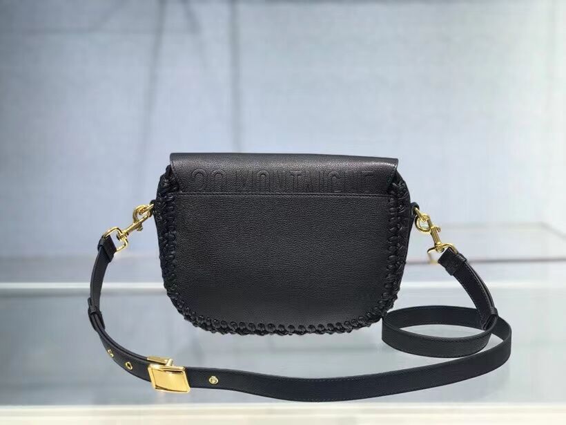 MEDIUM DIOR BOBBY BAG Black Grained Calfskin with Whipstitched Seams M9319UB