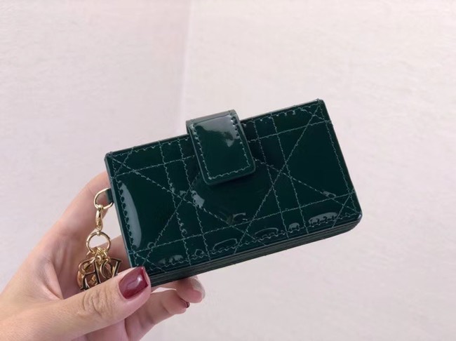 LADY DIOR 5-GUSSET CARD HOLDER Vents Patent Cannage Calfskin S0074OV blackish green