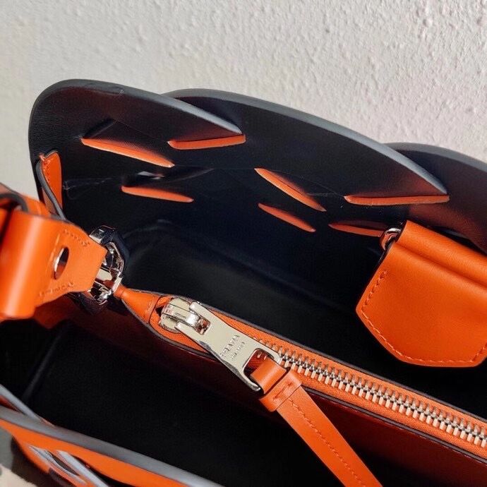 Prada Leather Prada Tress Handbag 1BA290 orange