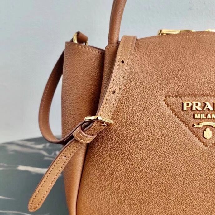 Prada Deer skin bag tote 1BC145 brown