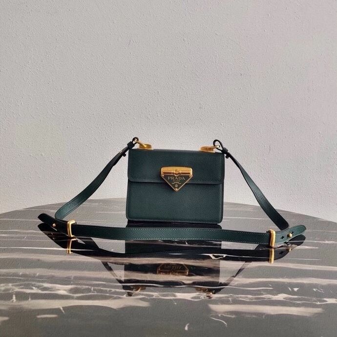 Prada Saffiano leather Prada Symbole bag 1BD270 blackish green