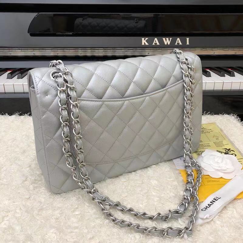 Chanel 2.55 Series Flap Bag Leather A1112CF silvery