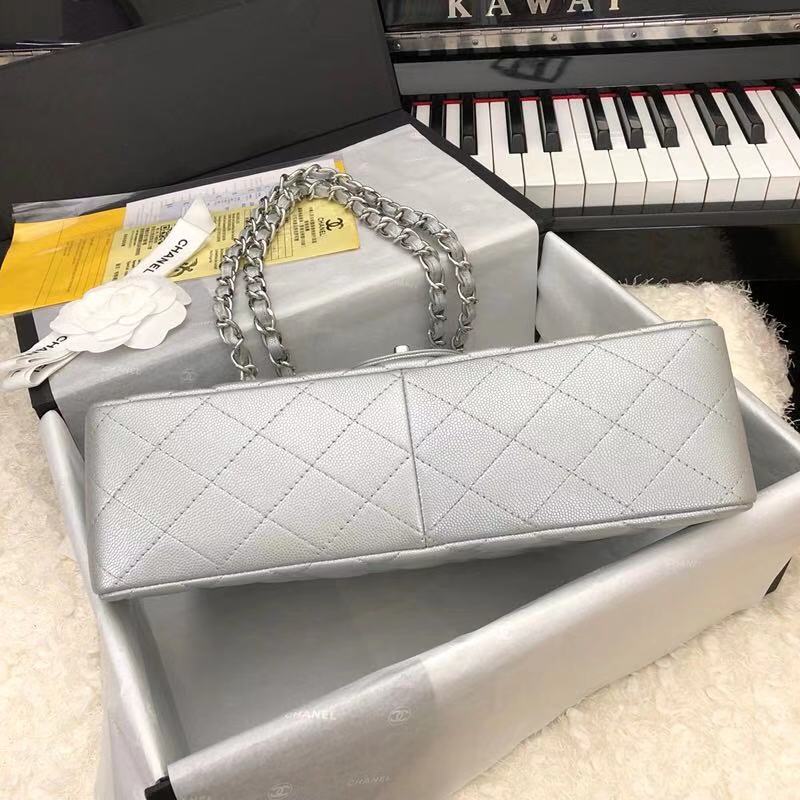 Chanel 2.55 Series Flap Bag Leather A1112CF silvery