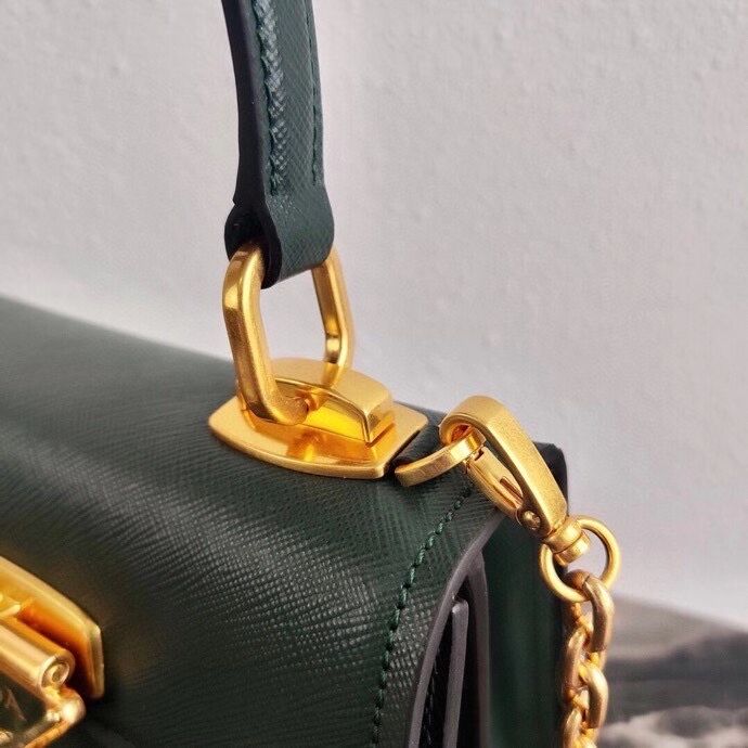 Prada Saffiano leather Prada Symbole bag 1BN021 blackish green