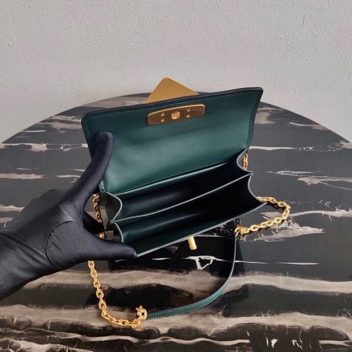 Prada Saffiano leather Prada Symbole bag 1BN021 blackish green