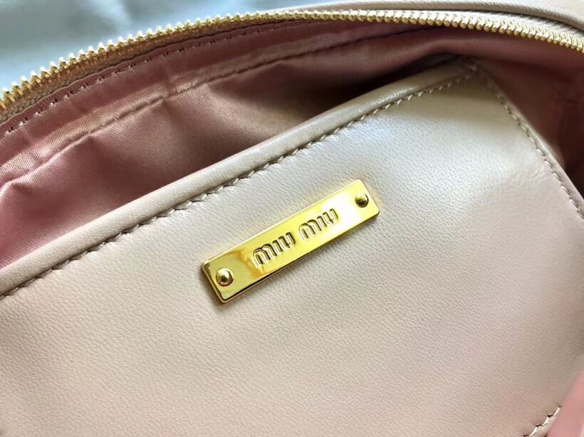 miu miu Matelasse Nappa Leather Shoulder Bag 5BH539A Apricot