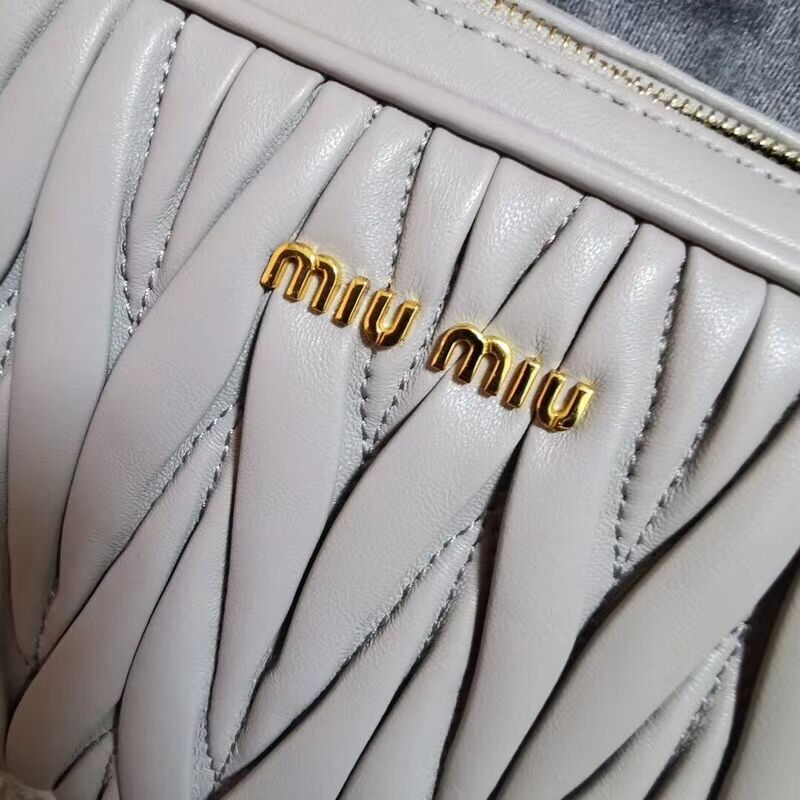 miu miu Matelasse Nappa Leather Shoulder Bag 5BH539A grey