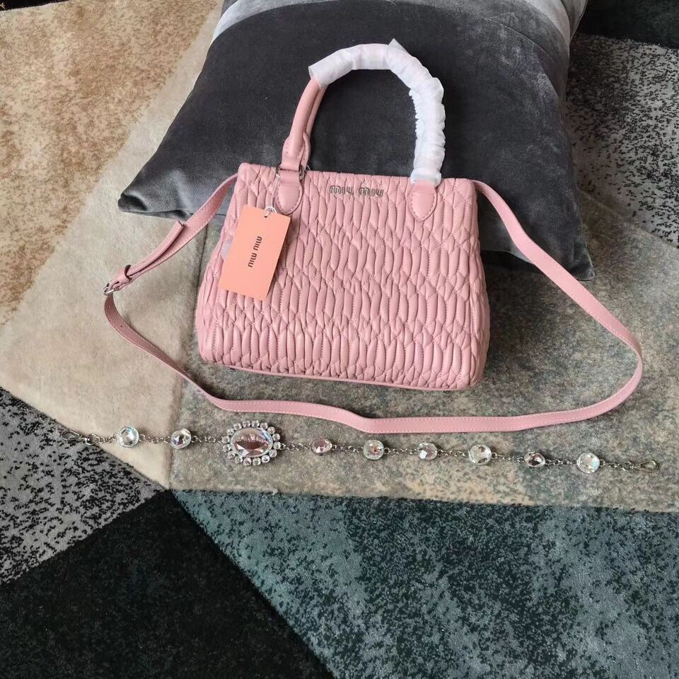 miu miu Matelasse Nappa Leather shoulder bag 5BA067 pink