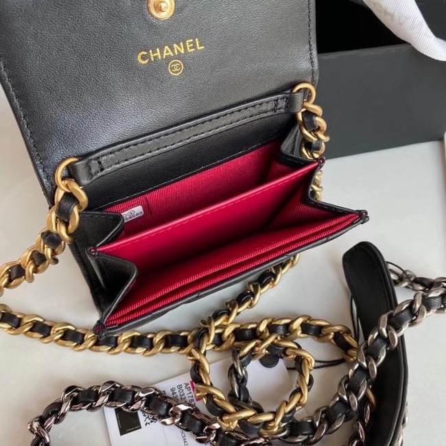 chanel 19 flap coin purse with chain AP1787 black