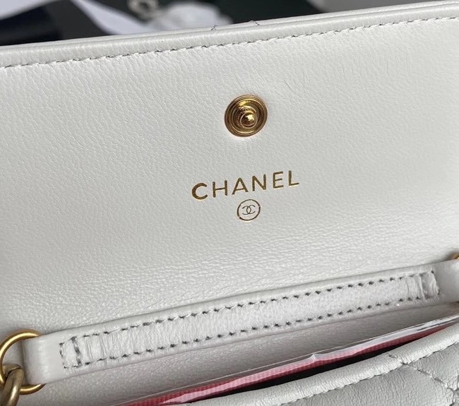 chanel 19 flap coin purse with chain AP1787 white