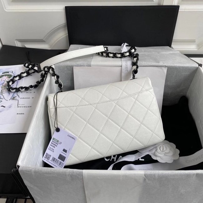 Chanel flap bag Grained Calfskin & Lacquered Metal AS2303 white