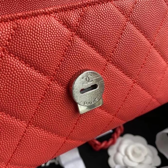 Chanel flap bag Grained Calfskin & Lacquered Metal AS2302 red