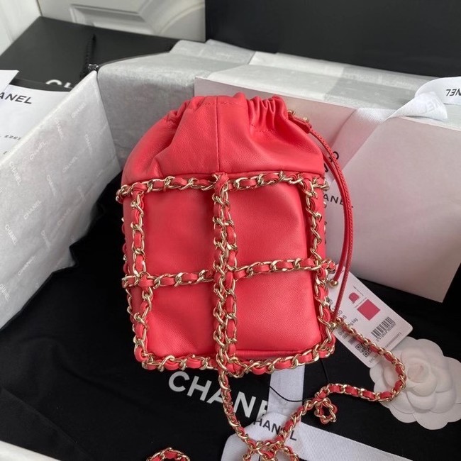 Chanel small drawstring bag Lambskin & Gold Metal AS2313 Coral