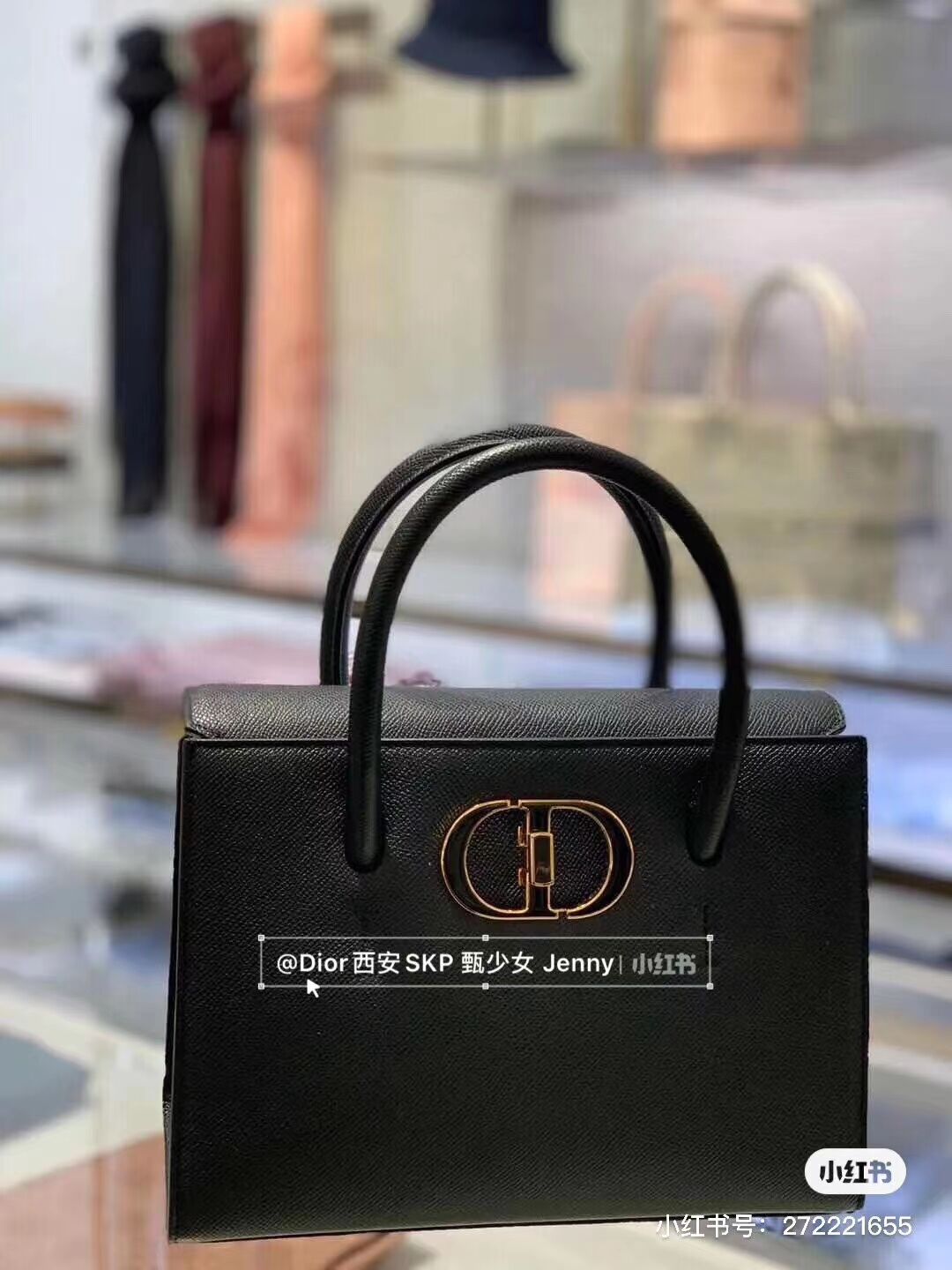 DIOR MEDIUM ST HONORE TOTE Grained Calfskin M9321UMBA black