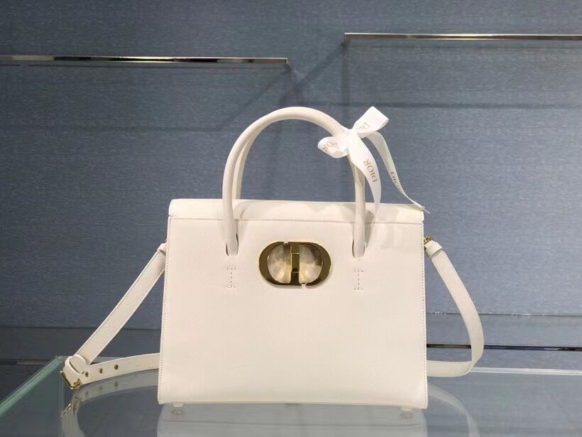 DIOR LARGE ST HONORE TOTE Grained Calfskin M9306UBAE WHITE