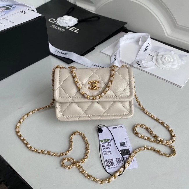 Chanel mini flap bag Sheepskin & Gold-Tone Metal AP1738 Beige