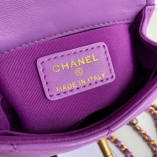 Chanel mini flap bag Sheepskin & Gold-Tone Metal AP1738 purple