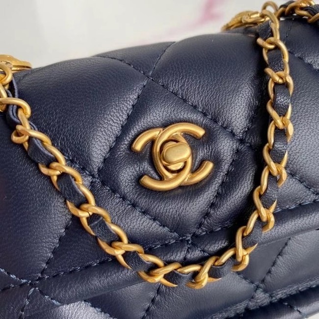 Chanel mini flap bag Sheepskin & Gold-Tone Metal AP1738 royal blue