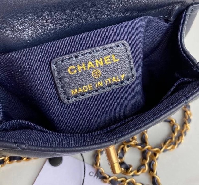 Chanel mini flap bag Sheepskin & Gold-Tone Metal AP1738 royal blue