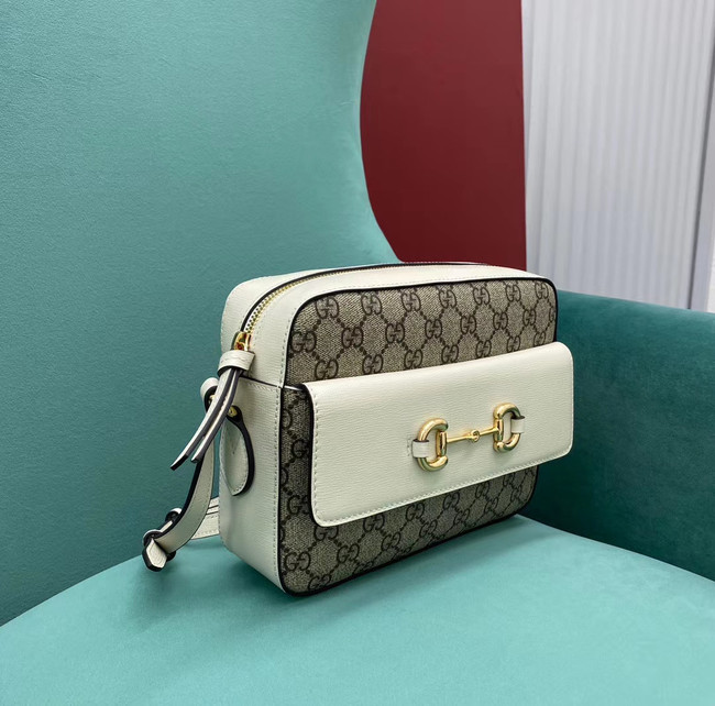 Gucci Horsebit 1955 small GG Supreme canvas shoulder bag 645454 White