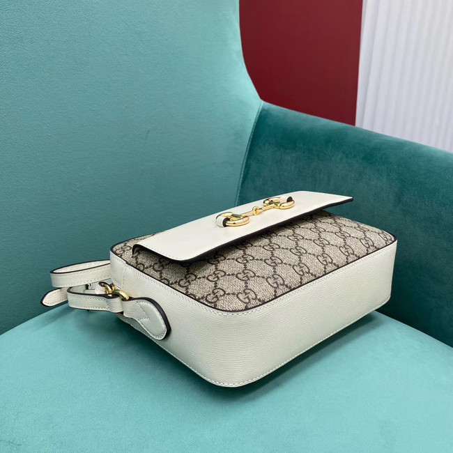 Gucci Horsebit 1955 small GG Supreme canvas shoulder bag 645454 White