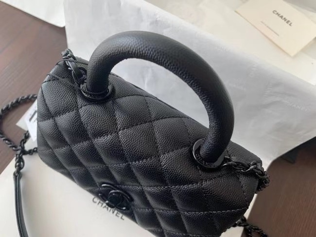 Chanel coco mini flap bag with top handle AS2215 black