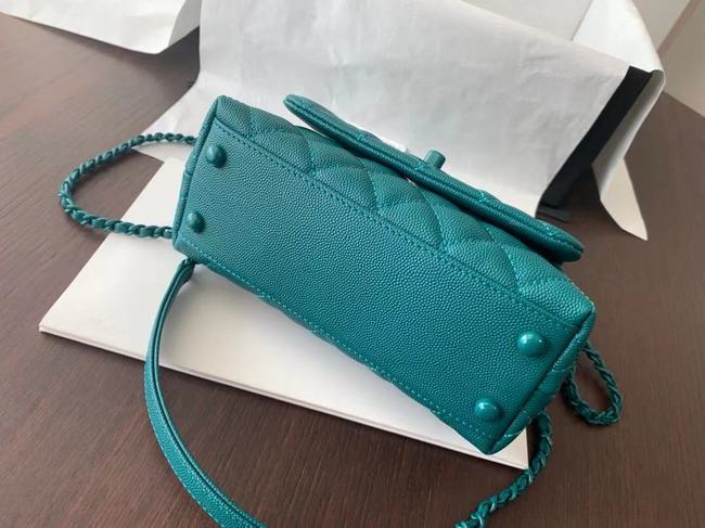 Chanel coco mini flap bag with top handle AS2215 green