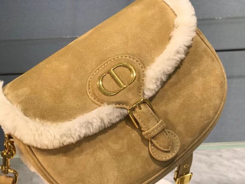 MEDIUM DIOR BOBBY BAG Camel-Colored Shearling M9319U