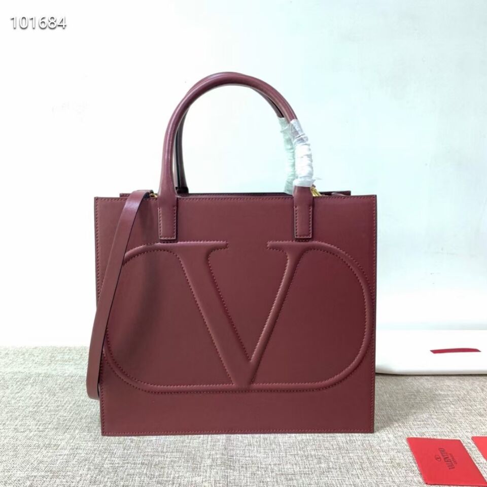 VALENTINO Origianl leather tote V2021 oxblood red