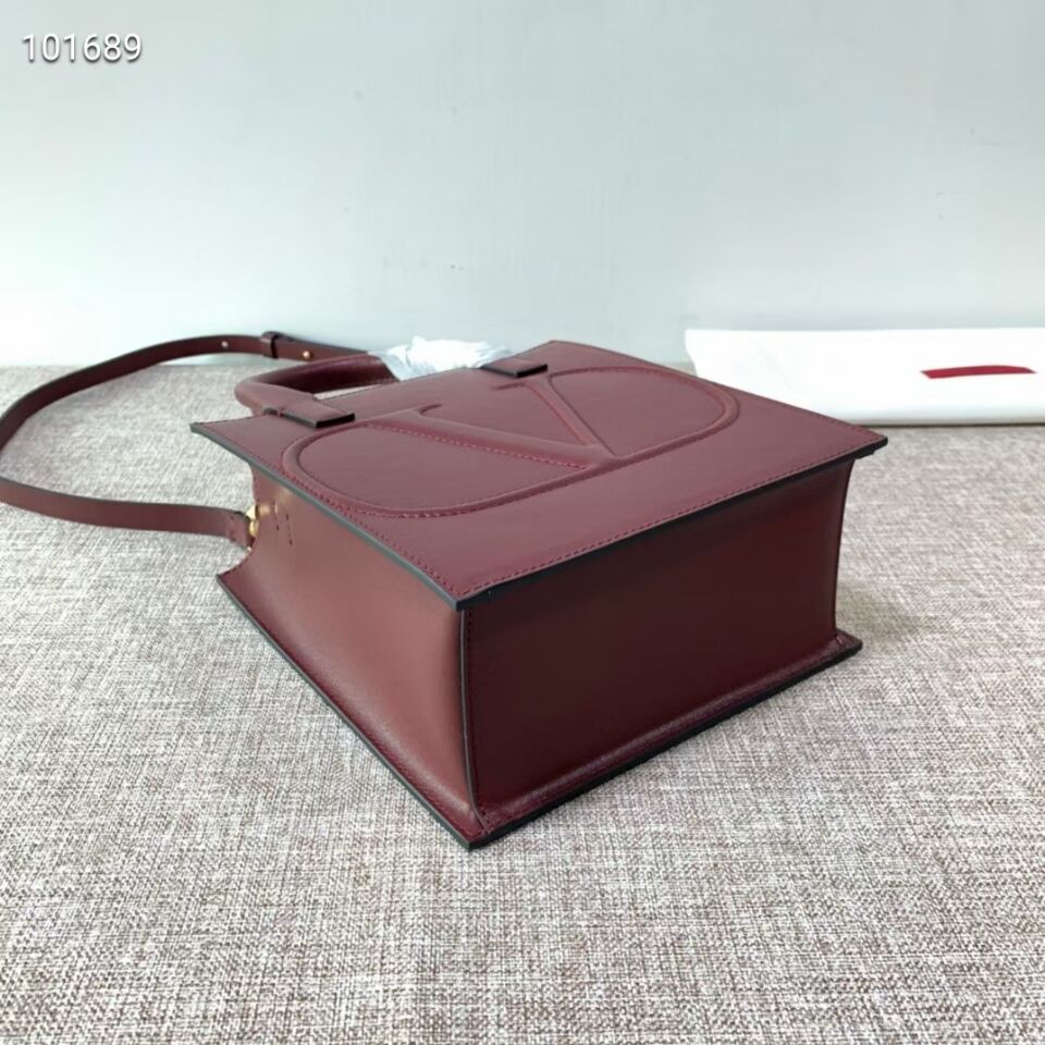 VALENTINO Origianl leather tote V2022 oxblood red