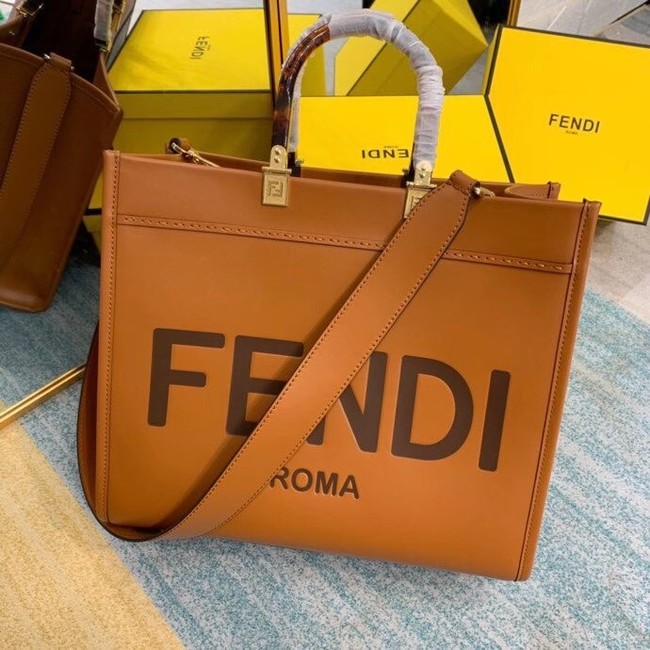 FENDI SUNSHINE MEDIUM brown leather shopper 8BH386A