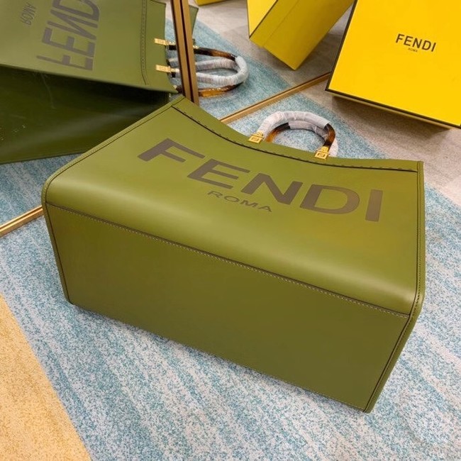 FENDI SUNSHINE MEDIUM green leather shopper 8BH386A