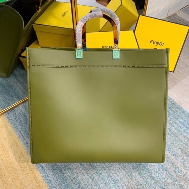 FENDI SUNSHINE MEDIUM green leather shopper 8BH386A