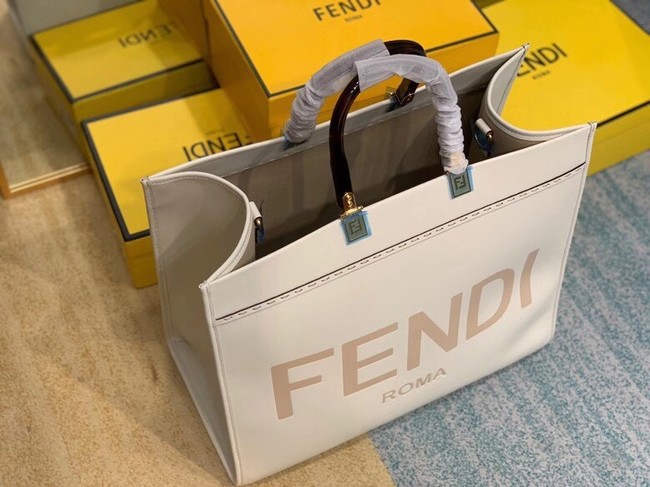 FENDI SUNSHINE large beige leather shopper 8BH387A