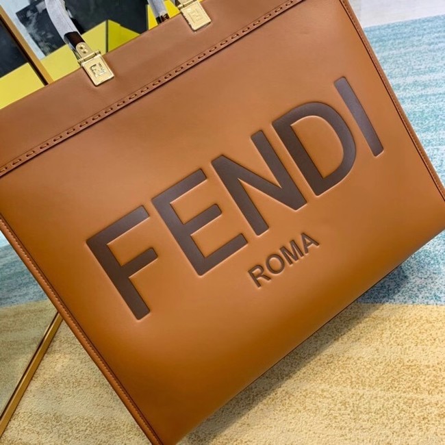 FENDI SUNSHINE large brown leather shopper 8BH387A