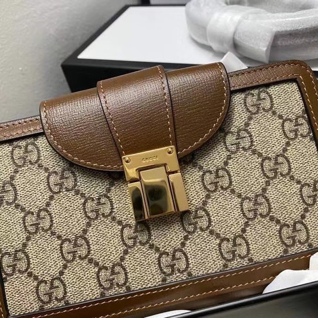 Gucci GG mini bag with clasp closure 614368 brown