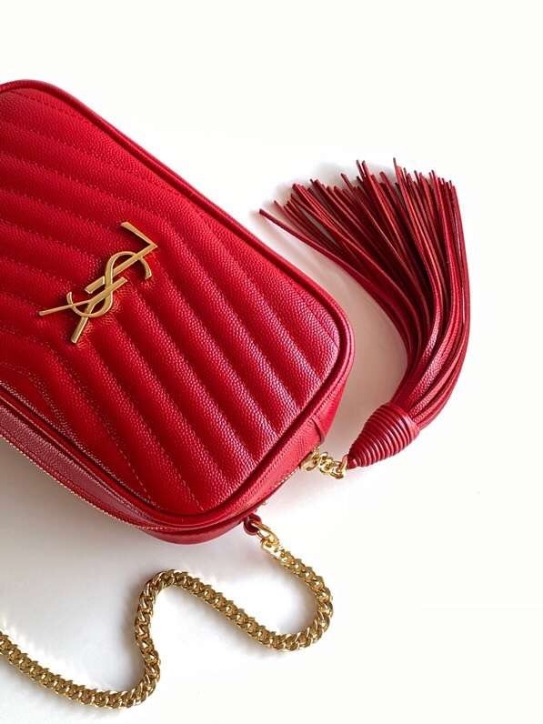 Yves Saint Laurent VINTAGE CAMERA BAG IN Calfskin Leather 6125791 red