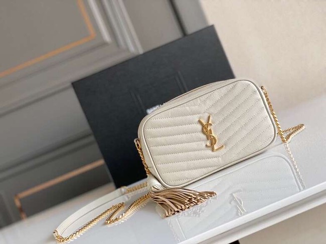 Yves Saint Laurent VINTAGE CAMERA BAG IN Calfskin Leather 6125791 white