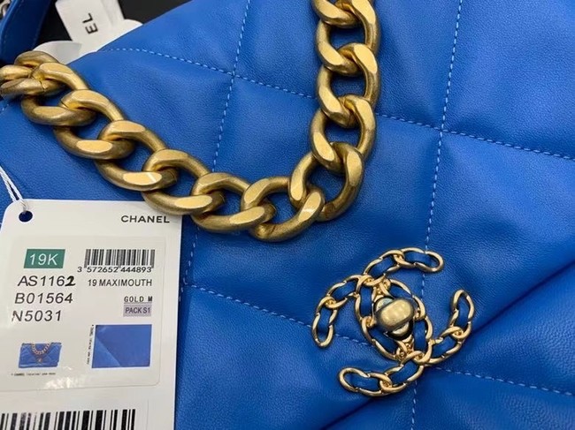 chanel 19 large flap bag AS1161 Electric blue