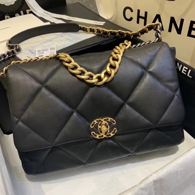 chanel 19 large flap bag AS1162 black