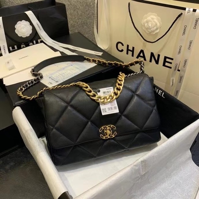 chanel 19 large flap bag AS1162 black