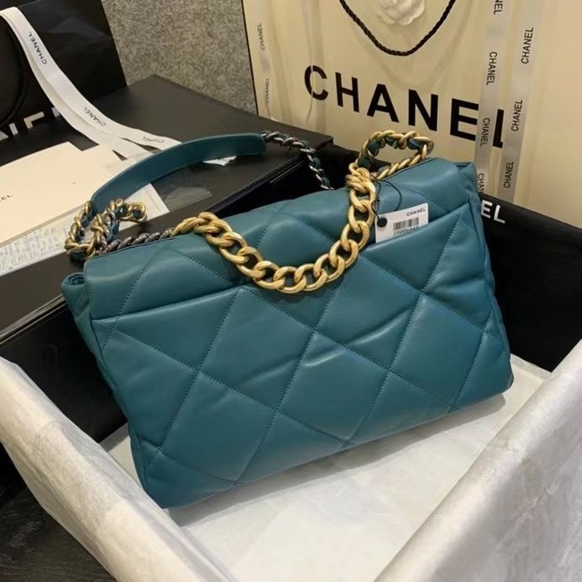 chanel 19 large flap bag AS1162 blue