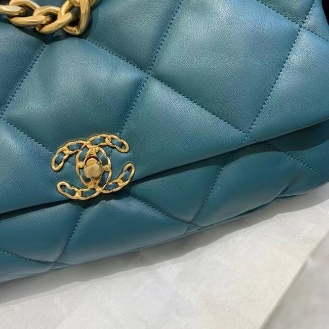 chanel 19 large flap bag AS1162 blue