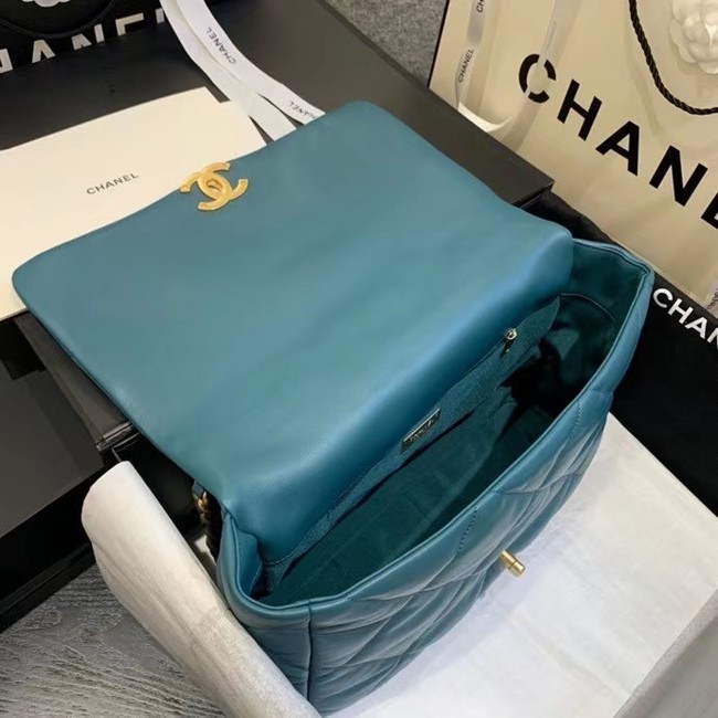 chanel 19 large flap bag AS1162 blue