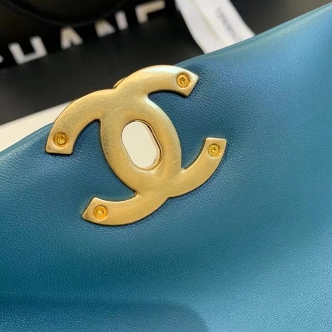 chanel 19 large flap bag AS1162 blue