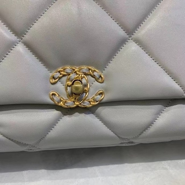 chanel 19 large flap bag AS1162 gray