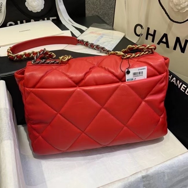 chanel 19 large flap bag AS1162 red