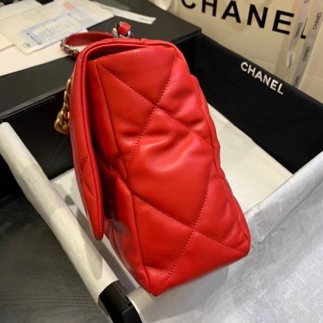 chanel 19 large flap bag AS1162 red