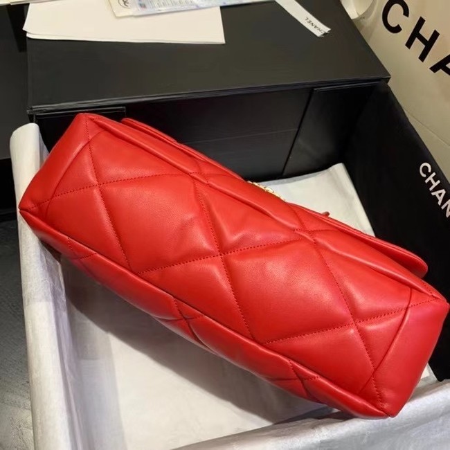 chanel 19 large flap bag AS1162 red