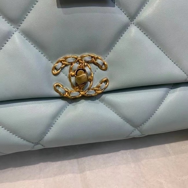 chanel 19 large flap bag AS1162 sky blue